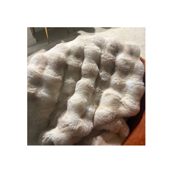 Hepper Haalan Cozy Faux Rabbit Fur Soft Reversible Throw Blanket